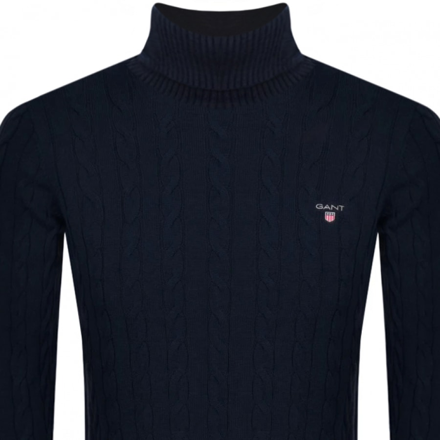 Alternative Image for ProductGant Roll Neck Cable Knit Jumper Navy2